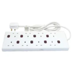 None Masterplug 8 Socket Switched Extension Lead 2m White