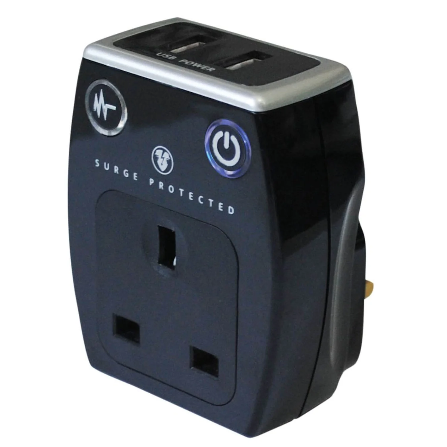 None Masterplug Surge USB Charger With Plug Through Black 3 None Masterplug Surge USB Charger With Plug Through Black