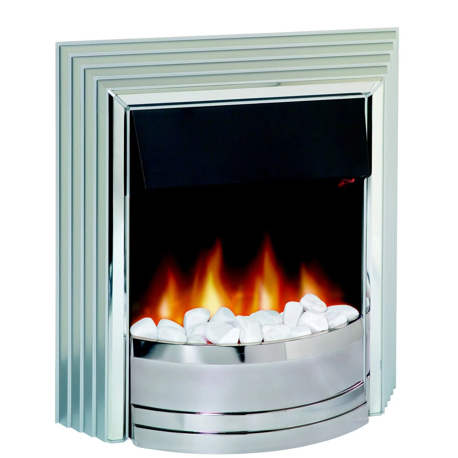 Dimplex Castillo Optiflame® Freestanding 2kW Electric Fire Freestanding - Silver & Chrome 4 Dimplex Castillo Optiflame® Freestanding 2kW Electric Fire Freestanding - Silver & Chrome - Image 2