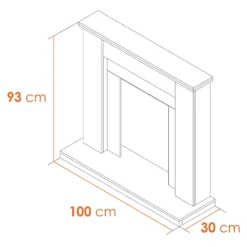 Αδάμ Adam Orlando Fireplace Surround & Helios Electric Fire With Flat To Wall Fitting - Oak, Cream & Brushed Steel Finish -Energizer Sales Store 12811056 9124868145790656