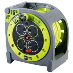 None Masterplug Pro XT 4 Socket Cable Reel 15m Green/Grey