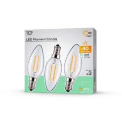 TCP LED Filament Clear Candle 4W E14 Light Bulb - 3 Pack -Energizer Sales Store 12813612 7674963829248989