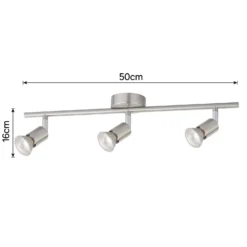 Rochdale 3 Lamp Spotlight Bar - Brushed Stainless Steel -Energizer Sales Store 12815760 3884843350415341
