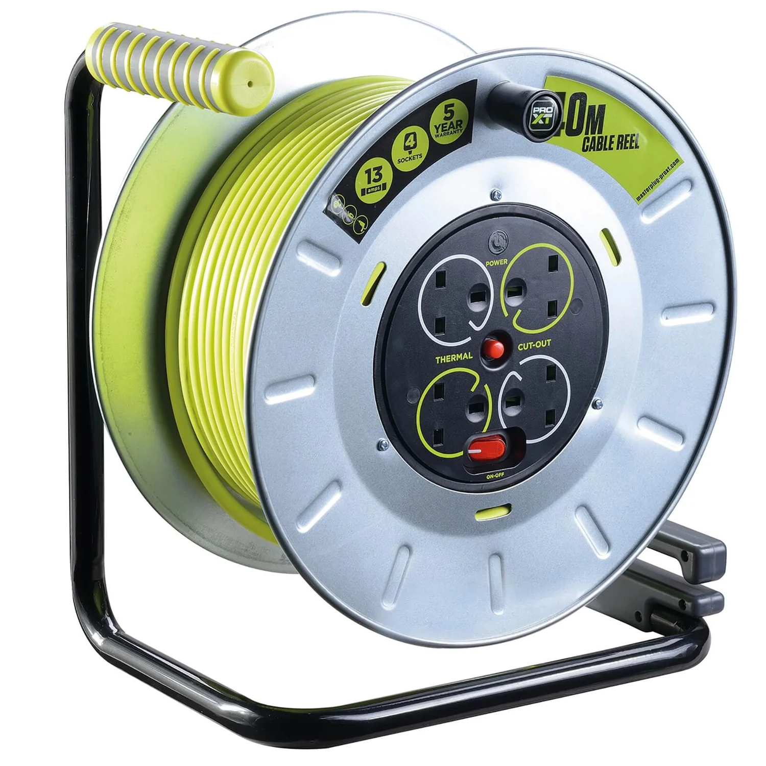 Masterplug Pro XT 4 Socket Cable Reel 40m Green/Grey 4 Masterplug Pro XT 4 Socket Cable Reel 40m Green/Grey - Image 2