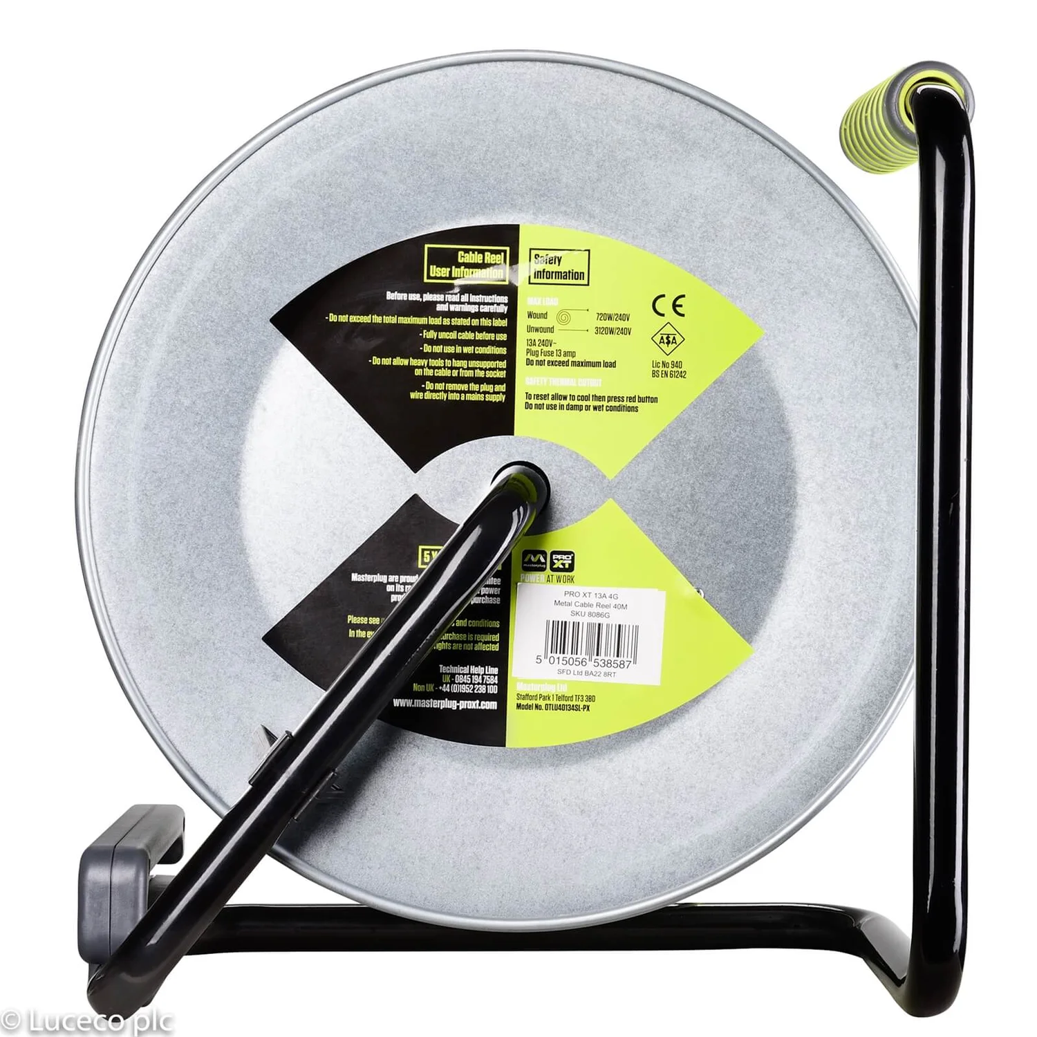 Masterplug Pro XT 4 Socket Cable Reel 40m Green/Grey 5 Masterplug Pro XT 4 Socket Cable Reel 40m Green/Grey - Image 3