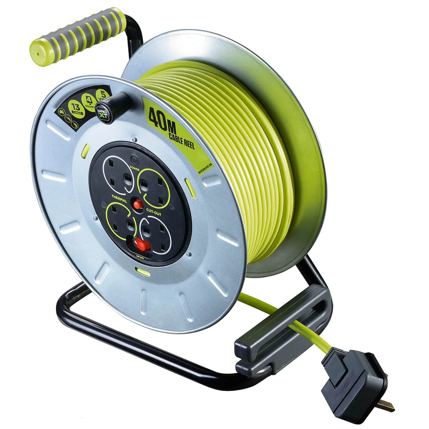 Masterplug Pro XT 4 Socket Cable Reel 40m Green/Grey 3 Masterplug Pro XT 4 Socket Cable Reel 40m Green/Grey