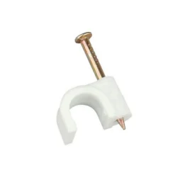 Masterplug Round Cable Clips 8mm White 50 Pack
