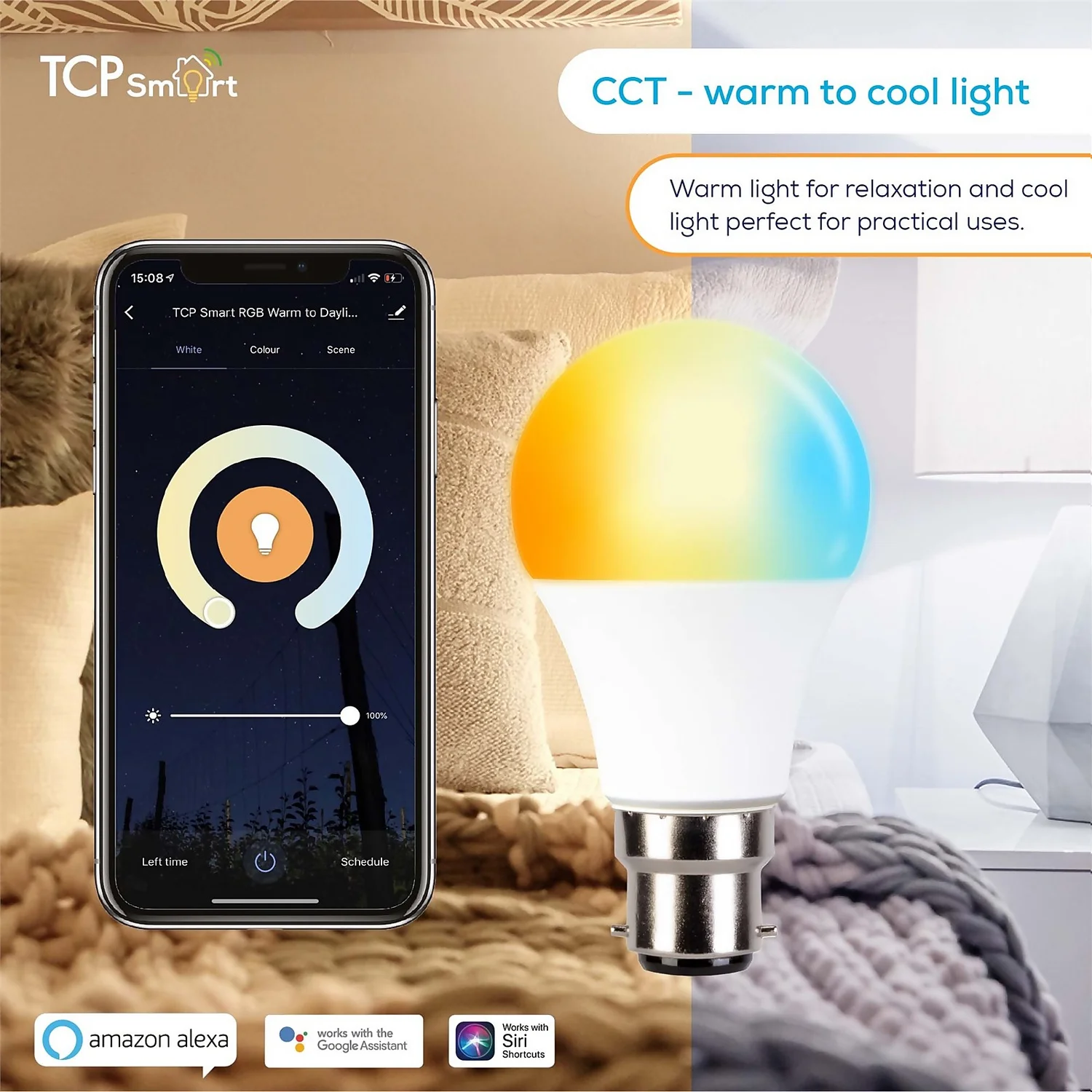 TCP LED Classic 60w B22 WiFi Colour Change Light Bulb 12 TCP LED Classic 60w B22 WiFi Colour Change Light Bulb - Image 10