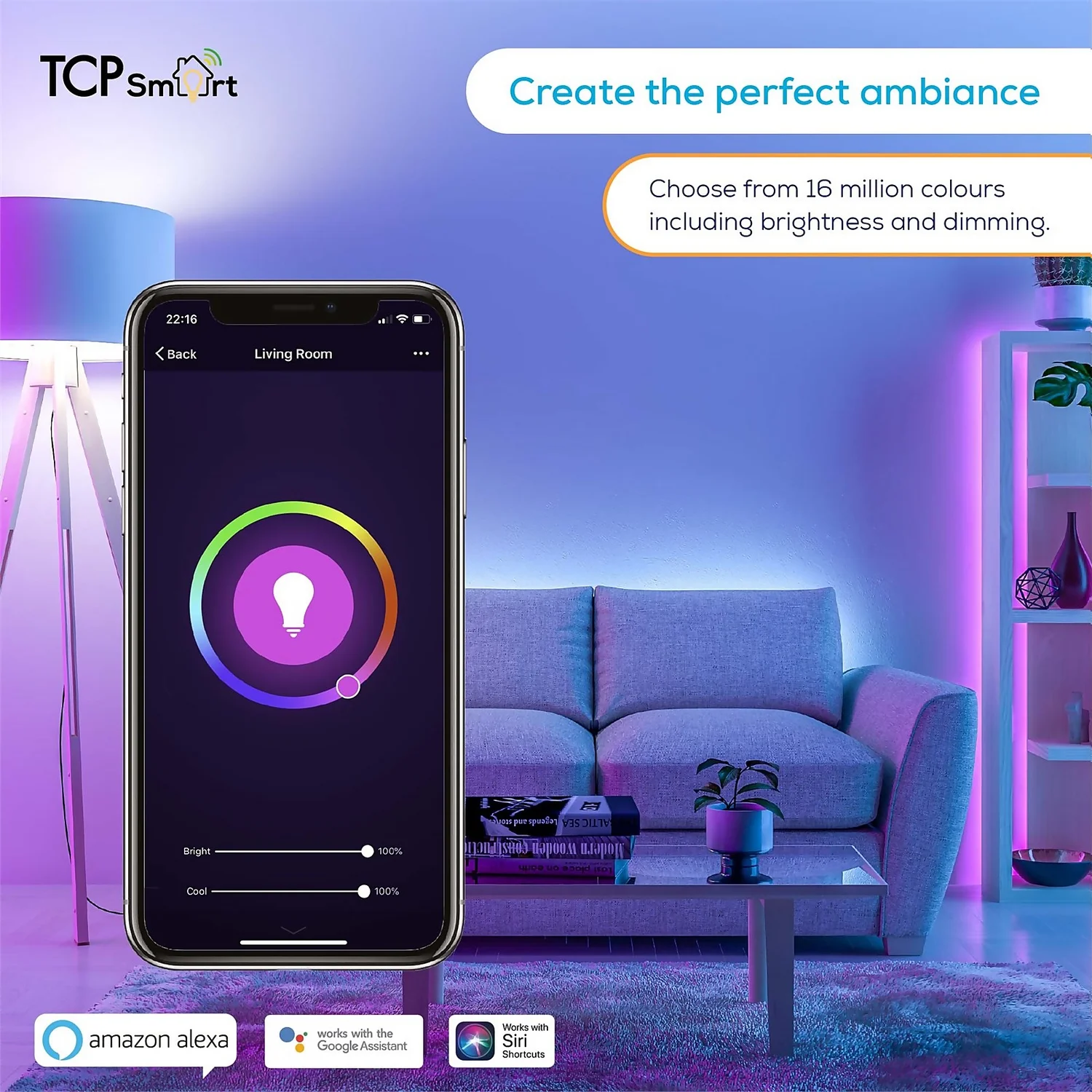 TCP LED Classic 60w B22 WiFi Colour Change Light Bulb 10 TCP LED Classic 60w B22 WiFi Colour Change Light Bulb - Image 8