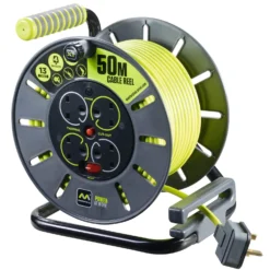Masterplug Pro XT 4 Socket Cable Reel 50m Green/Grey