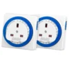 Arlec 24 Hour Compact Timer Socket White 2 Pack