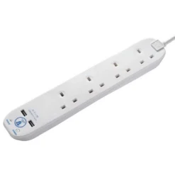 Masterplug 4 Socket 2 USB Surge Extension Lead 2m White