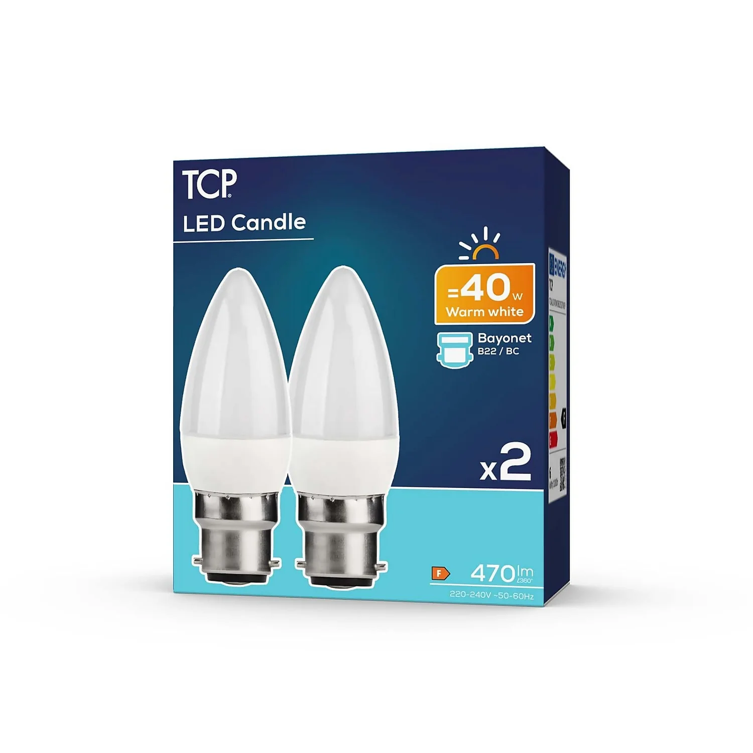 TCP LED Candle 40W BC Warm Light Bulb - 2 Pack 4 TCP LED Candle 40W BC Warm Light Bulb - 2 Pack - Image 2