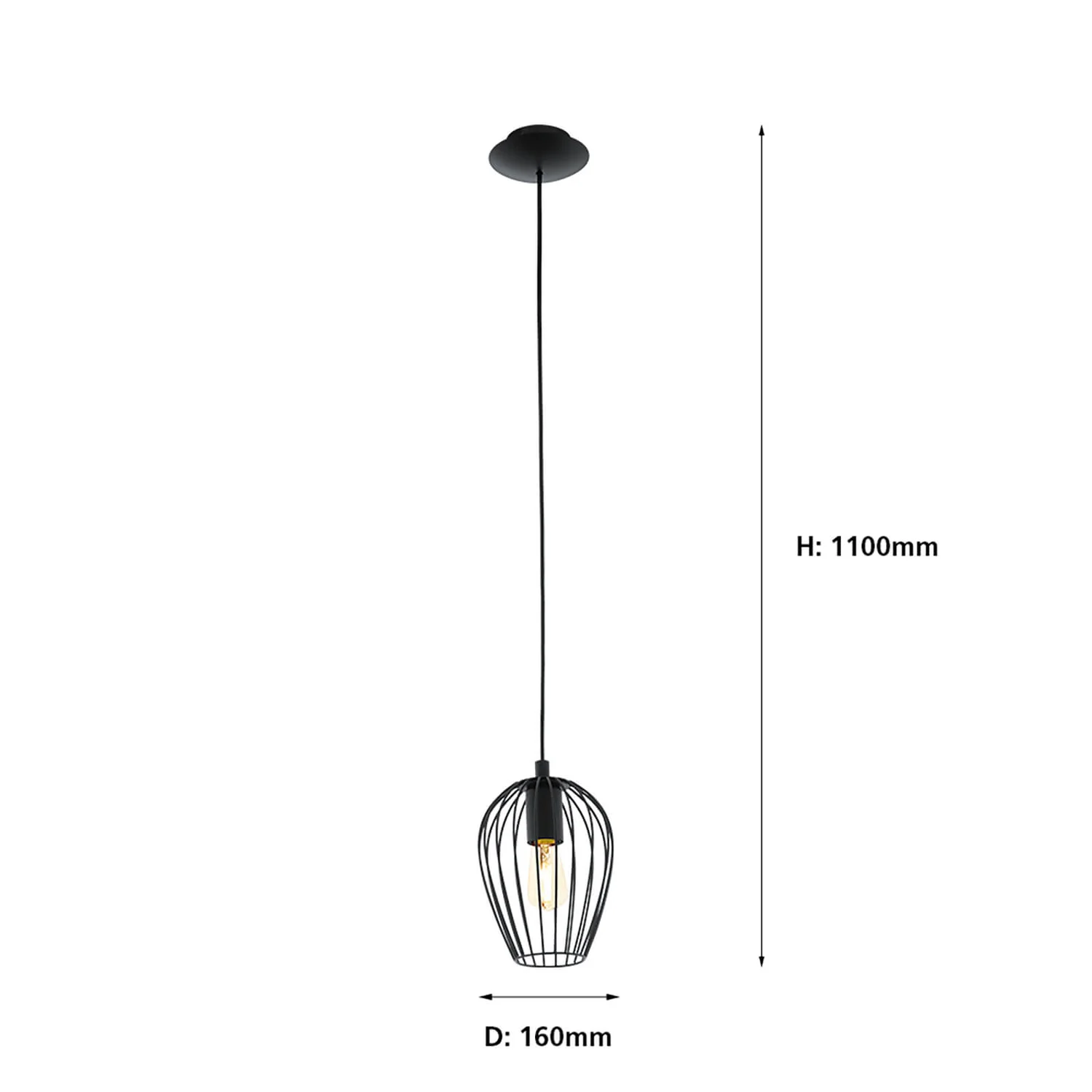 Eglo Newtown Pendant Ceiling Light - Black 5 Eglo Newtown Pendant Ceiling Light - Black - Image 3