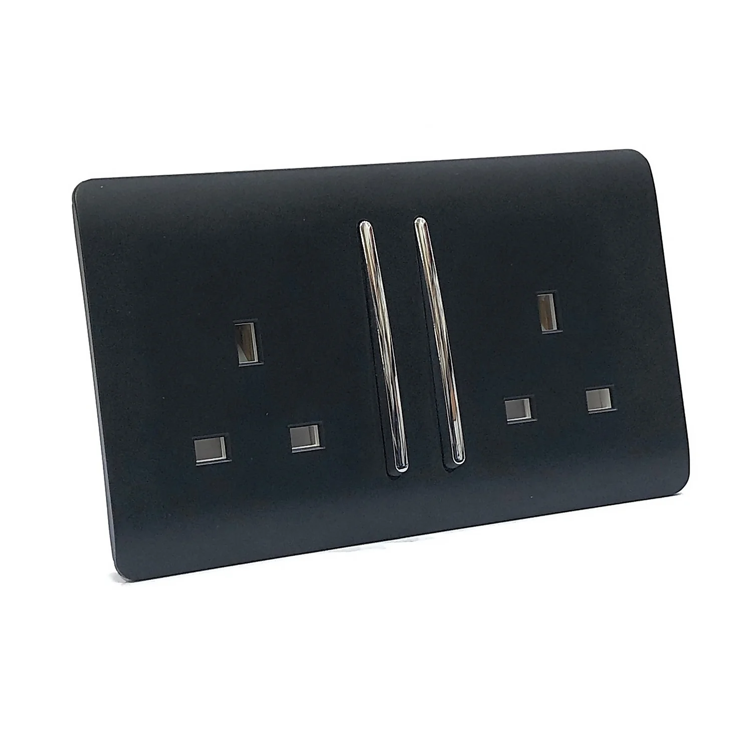 Trendi Switch 2 Gang 13 Amp Long Switched Plug Socket In Screwless Black 4 Trendi Switch 2 Gang 13 Amp Long Switched Plug Socket In Screwless Black - Image 2