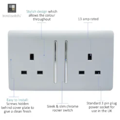 Trendi Switch 2 Gang 13 Amp Long Switched Plug Socket In Screwless Silver 8 Trendi Switch 2 Gang 13 Amp Long Switched Plug Socket In Screwless Silver -Energizer Sales Store 12828262 1814929323937036