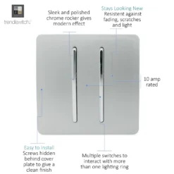 Trendi Switch 2 Gang 2 Way 10 Amp Rocker Light Switch In Screwless Silver -Energizer Sales Store 12828407 1544929324019038