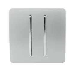 Trendi Switch 2 Gang 2 Way 10 Amp Rocker Light Switch In Screwless Silver