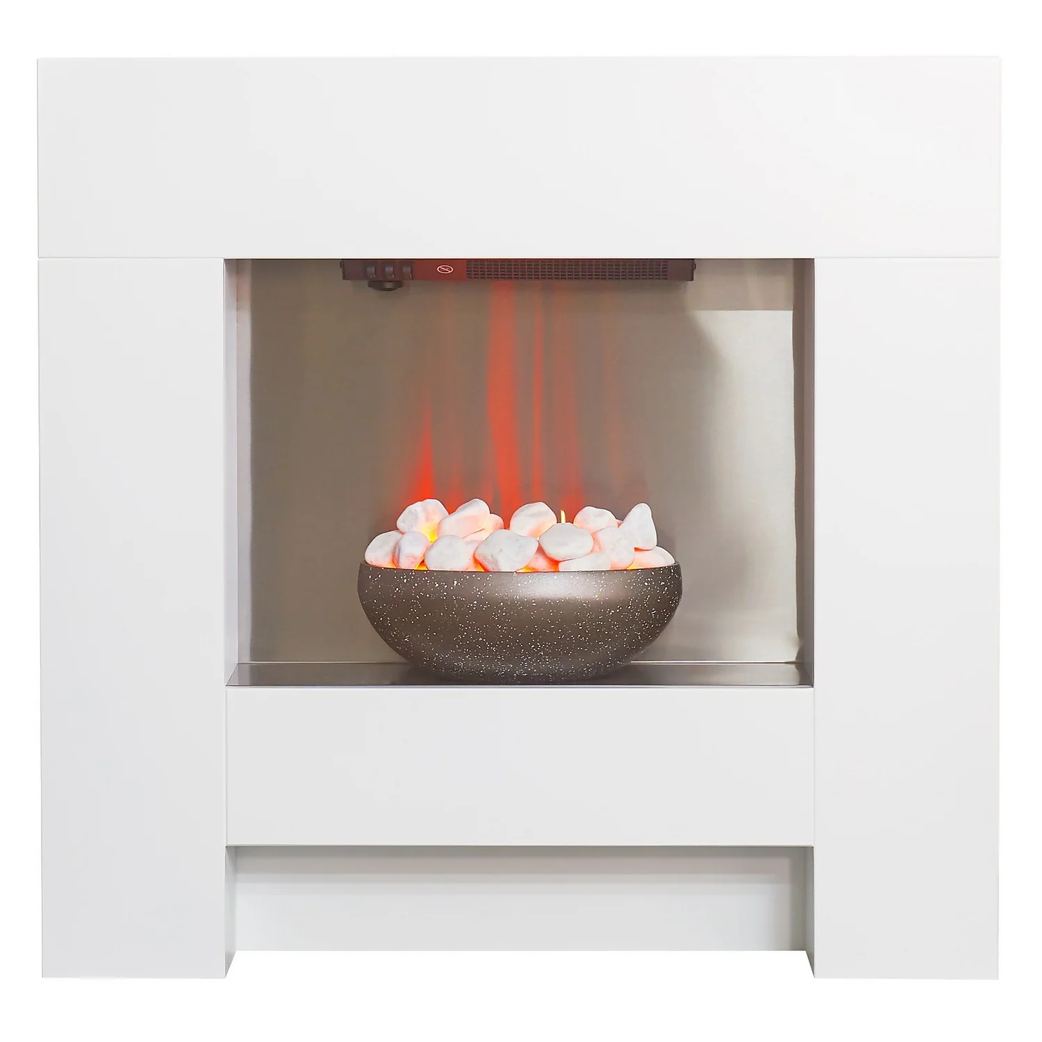 Αδάμ Adam Cubist Electric Fire Suite With Flat To Wall Fitting - White 3 Αδάμ Adam Cubist Electric Fire Suite With Flat To Wall Fitting - White