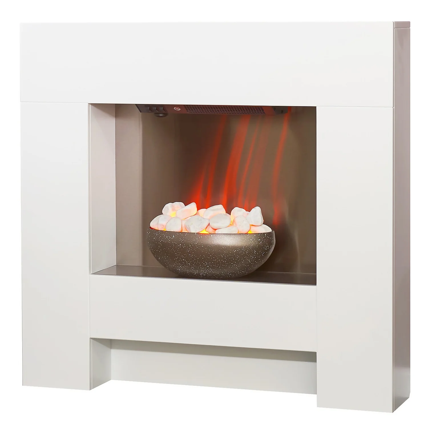 Αδάμ Adam Cubist Electric Fire Suite With Flat To Wall Fitting - White 4 Αδάμ Adam Cubist Electric Fire Suite With Flat To Wall Fitting - White - Image 2