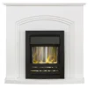 Αδάμ Adam Truro Fireplace Surround & Helios Electric Fire With Flat To Wall Fitting - White & Black