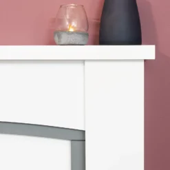 Αδάμ Adam Chilton Fireplace Surround & Helios Electric Fire With Flat To Wall Fitting - White, Grey & Brushed Steel -Energizer Sales Store 12829015 7244869653919366