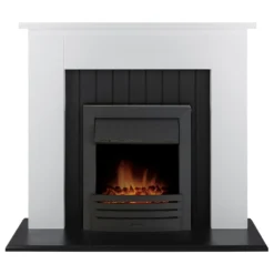 Αδάμ Adam Chessington Fireplace Surround & Eclipse Electric Fire With Flat To Wall Fitting - White & Black