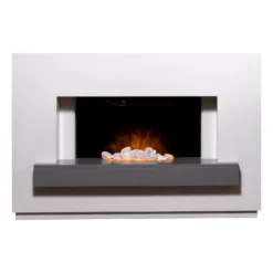 Αδάμ Adam Sambro Electric Fire Suite With Flat To Wall Fitting - White & Grey
