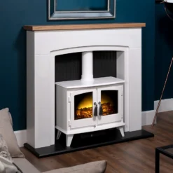 Αδάμ Adam Siena Fireplace Surround & Woodhouse Electric Stove With Flat To Wall Fitting - White & Black -Energizer Sales Store 12829153 1114869650787192