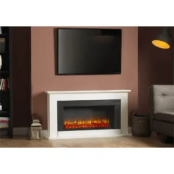 Suncrest Georgia Electric Fire Suite With Flat To Wall Fitting - White & Anthracite