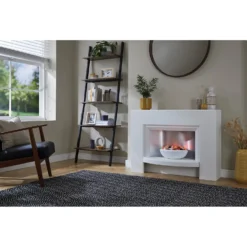 Suncrest Stockeld Electric Fire Suite With Smart Remote & Flat To Wall Fitting - White & Brushed Steel -Energizer Sales Store 12829317 6114993139121417
