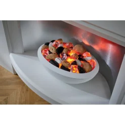 Suncrest Stockeld Electric Fire Suite With Smart Remote & Flat To Wall Fitting - White & Brushed Steel -Energizer Sales Store 12829317 6904993139209260