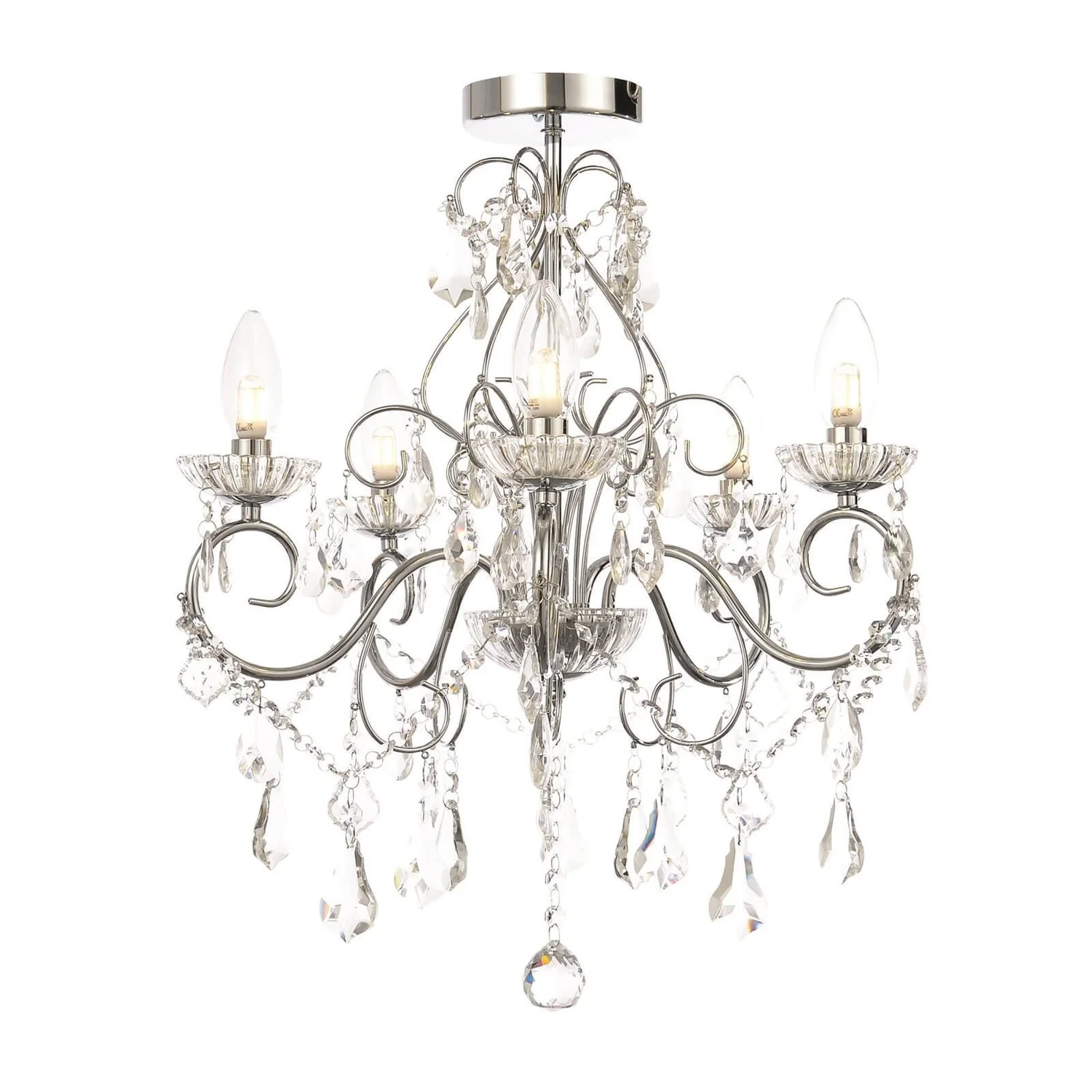Vela 5 Light Bath Chandelier - Chrome 3 Vela 5 Light Bath Chandelier - Chrome