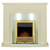 Αδάμ Adam Falmouth Fireplace Surround & Eclipse Electric Fire With Downlights & Flat To Wall Fitting - Cream & Brass