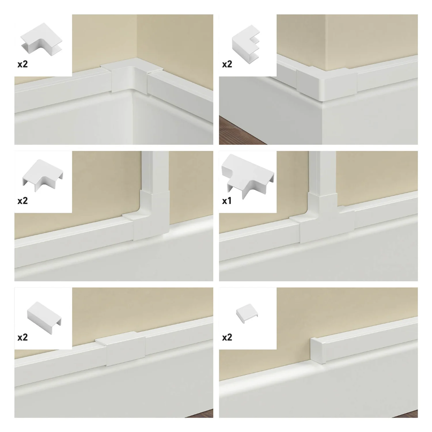 D-Line 16x16mm Trunking Clip-On Accessory Multipack - White 4 D-Line 16x16mm Trunking Clip-On Accessory Multipack - White - Image 2
