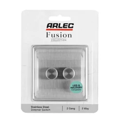 Arlec Fusion 2 Gang 2 Way Stainless Steel Dimmer Switch -Energizer Sales Store 12835050 3514833172400631