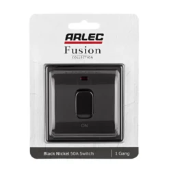 Arlec Fusion 50A 1Gang Double Pole Black Nickel Single Switch -Energizer Sales Store 12835204 1554833171855843