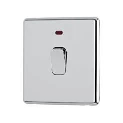 Arlec Fusion 20A 1Gang Double Pole Polished Chrome Single Switch