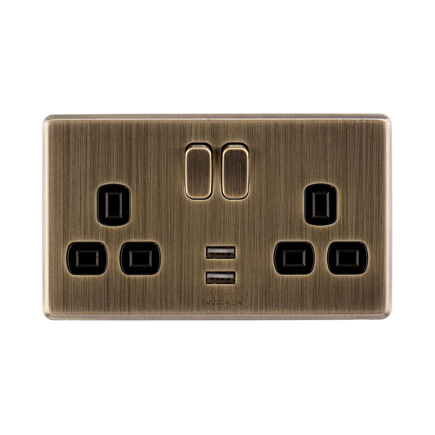 Arlec Fusion 13A 2 Gang Antique Brass Double Switched Socket With 2x4A USB 6 Arlec Fusion 13A 2 Gang Antique Brass Double Switched Socket With 2x4A USB - Image 4