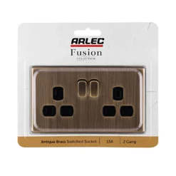 Arlec Fusion 13A 2 Gang Antique Brass Double Switched Socket -Energizer Sales Store 12835373 1104833171225639