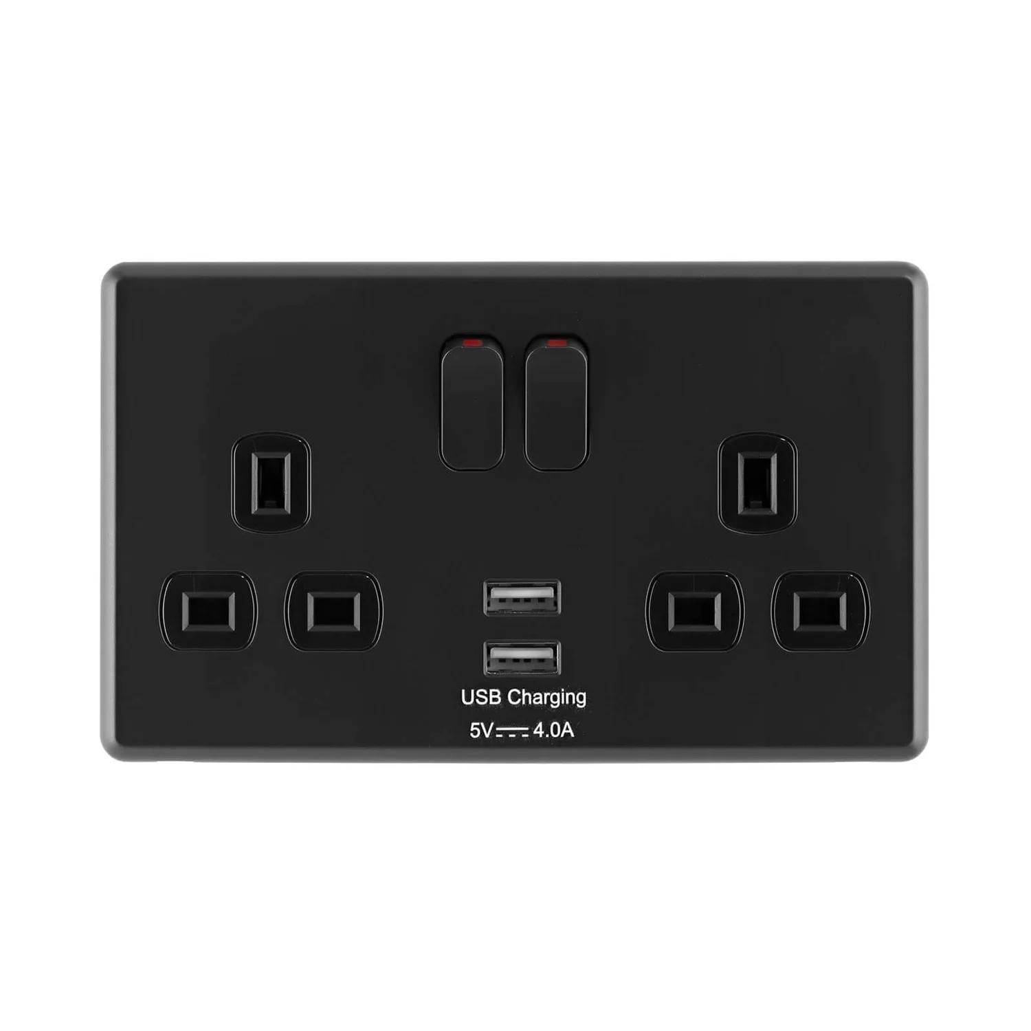 Arlec Rocker Jet Black Double USB Socket 2 X 4A USB 3 Arlec Rocker Jet Black Double USB Socket 2 X 4A USB