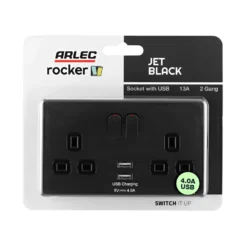 Arlec Rocker Jet Black Double USB Socket 2 X 4A USB 12 Arlec Rocker Jet Black Double USB Socket 2 X 4A USB -Energizer Sales Store 12835814 9584833173570031