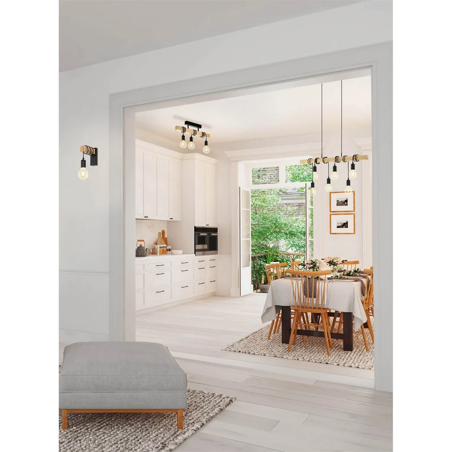 Eglo Townshend Wall Light - Black & Brown 4 Eglo Townshend Wall Light - Black & Brown - Image 2