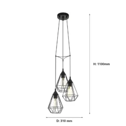 Eglo Tarbes 3 Light Cluster Pendant Light - Black -Energizer Sales Store 12836712 1784833169455192