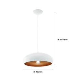 Eglo Mogano 1 Pendant Light - White & Copper -Energizer Sales Store 12836801 1934833170412924