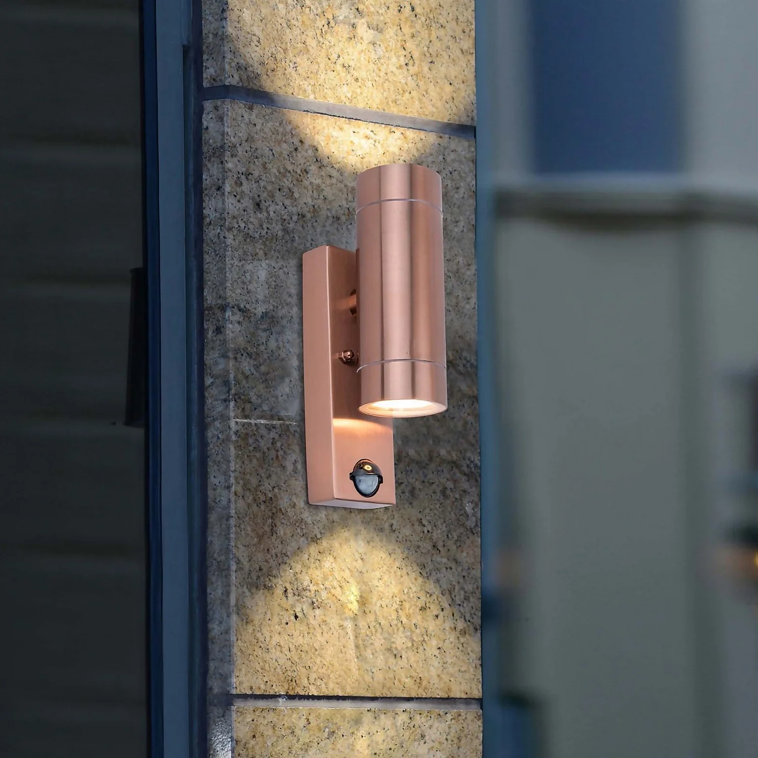 Lutec Rado Up & Down Outdoor Wall Light With PIR Motion Sensor - Copper 3 Lutec Rado Up & Down Outdoor Wall Light With PIR Motion Sensor - Copper