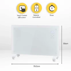 Arlec Electric Panel Heater Glass With Timer In White - 2200W -Energizer Sales Store 12840854 2934902365318049