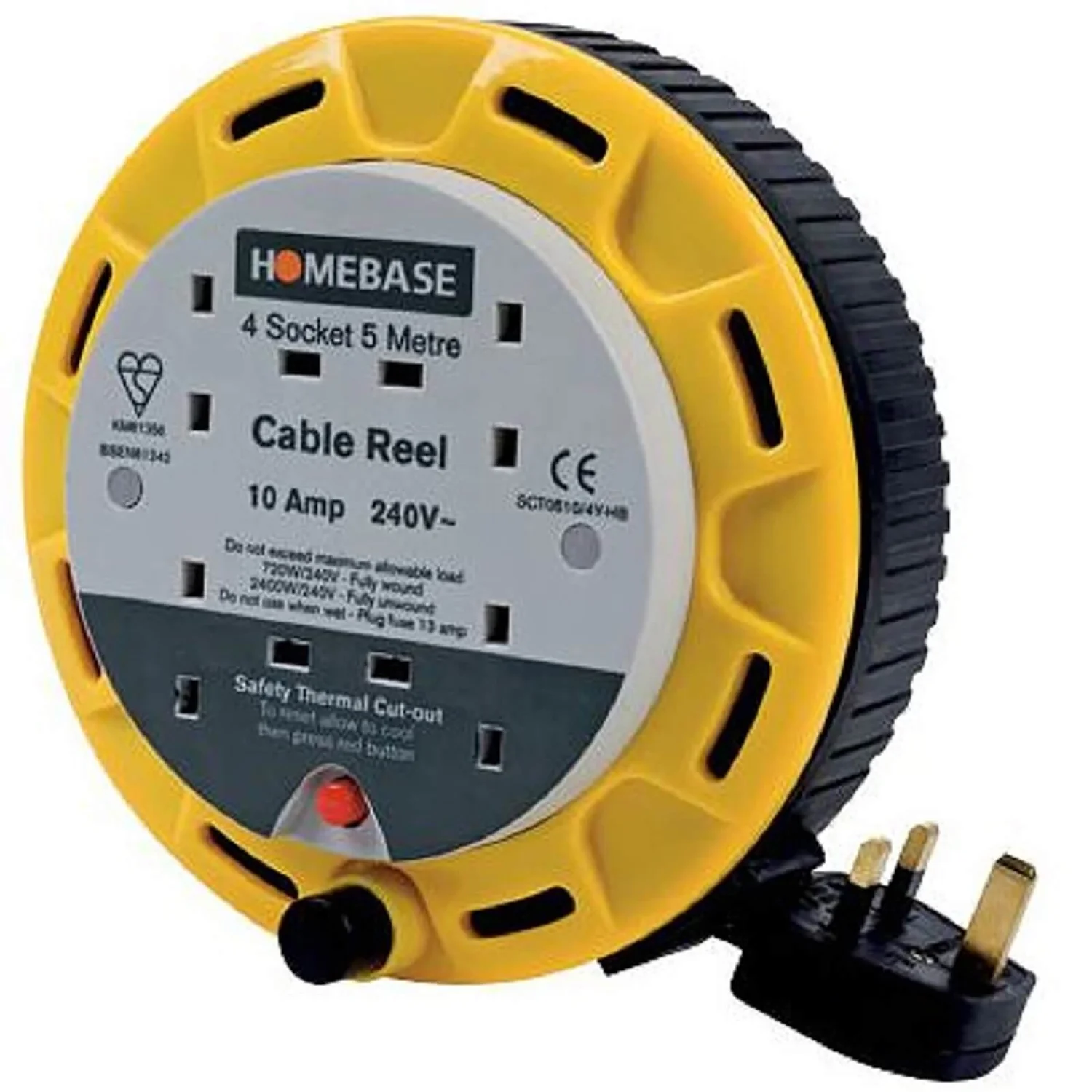 None Masterplug 4 Socket Cassette Reel 5m Yellow 3 None Masterplug 4 Socket Cassette Reel 5m Yellow