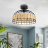 Eglo Anwick Black And Rattan Ceiling Light -Energizer Sales Store 12879119 1544941006081759
