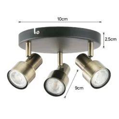 Noah 3 Lamp Spotlight Plate - Black & Antique Brass -Energizer Sales Store 12882222 5454843519127148